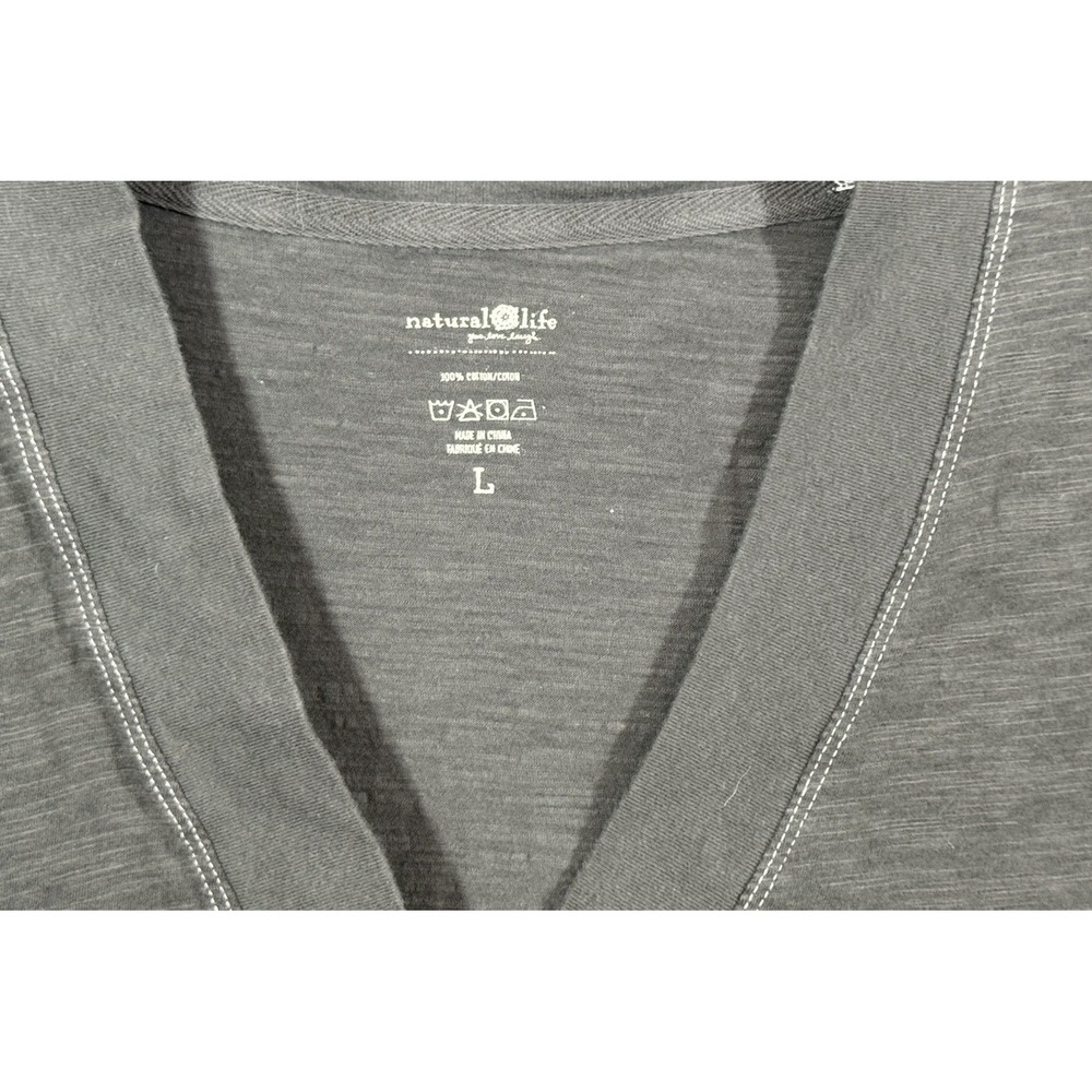 Natural Life Charlie T-shirt mini dress Lg Olive green Oversized relaxed V-neck - Picture 3 of 5
